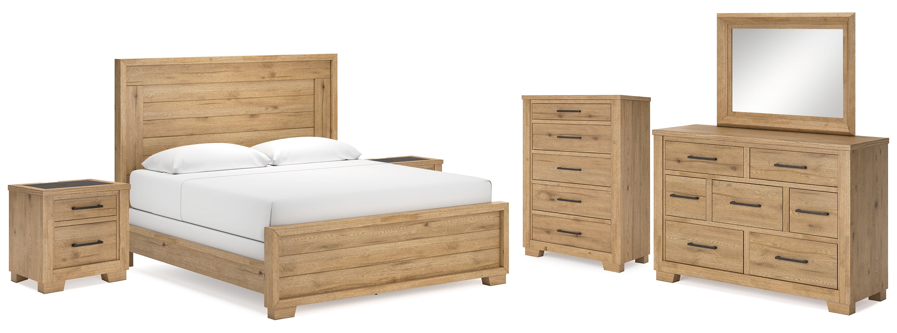 Galliden Light Brown Panel Bedroom Set