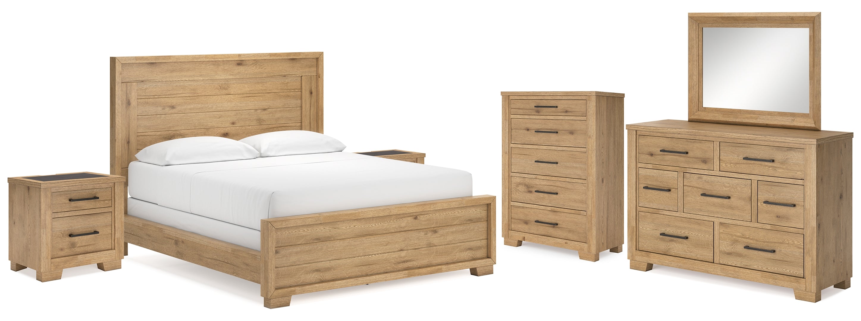 Galliden Light Brown Panel Bedroom Set