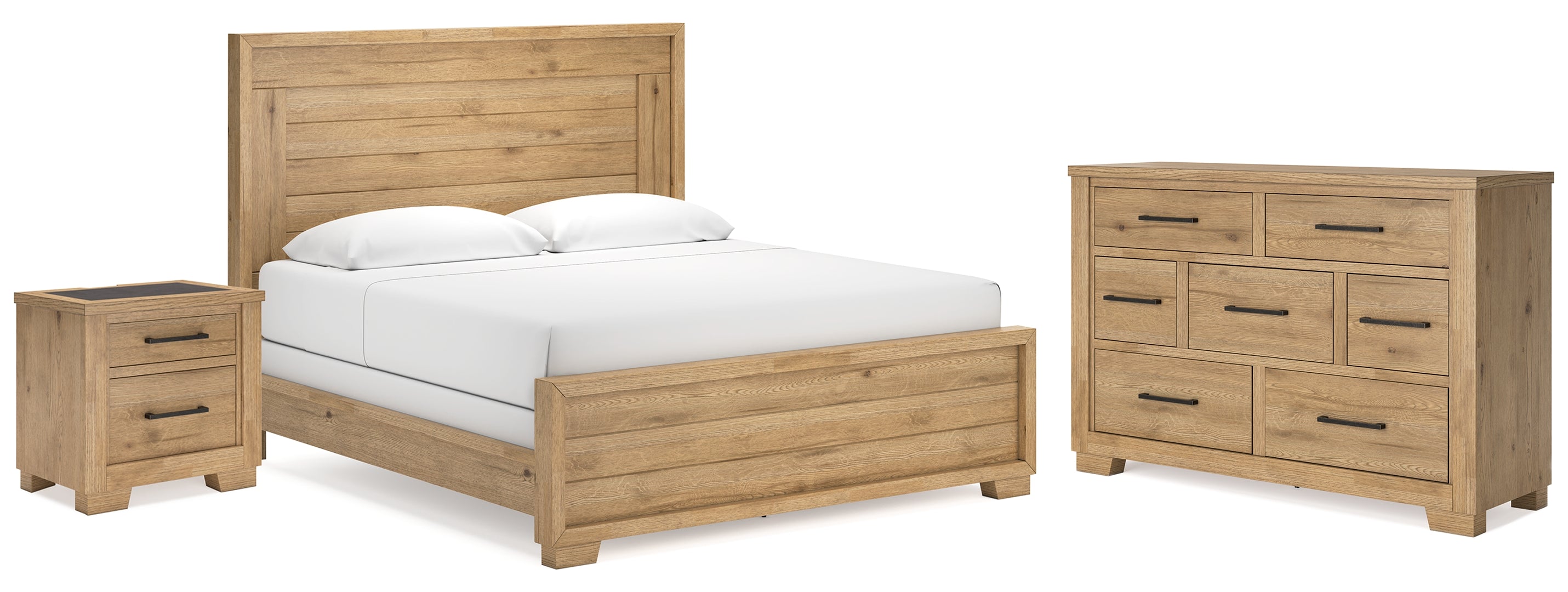 Galliden King Panel Bed with Dresser and Nightstand