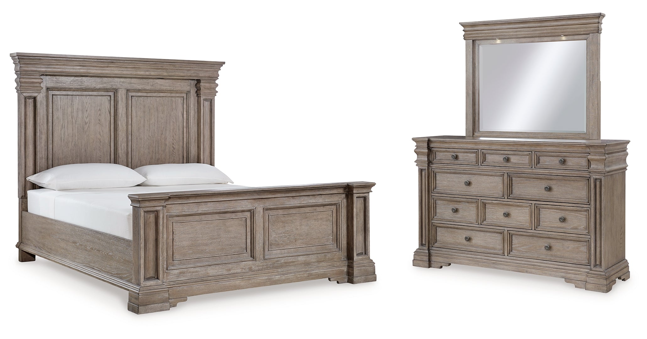 Blairhurst Queen Panel Bed with Mirrored Dresser