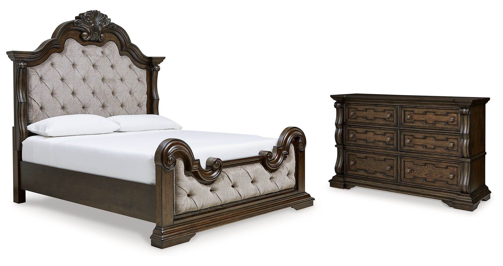 Maylee California King Upholstered Bed with Dresser