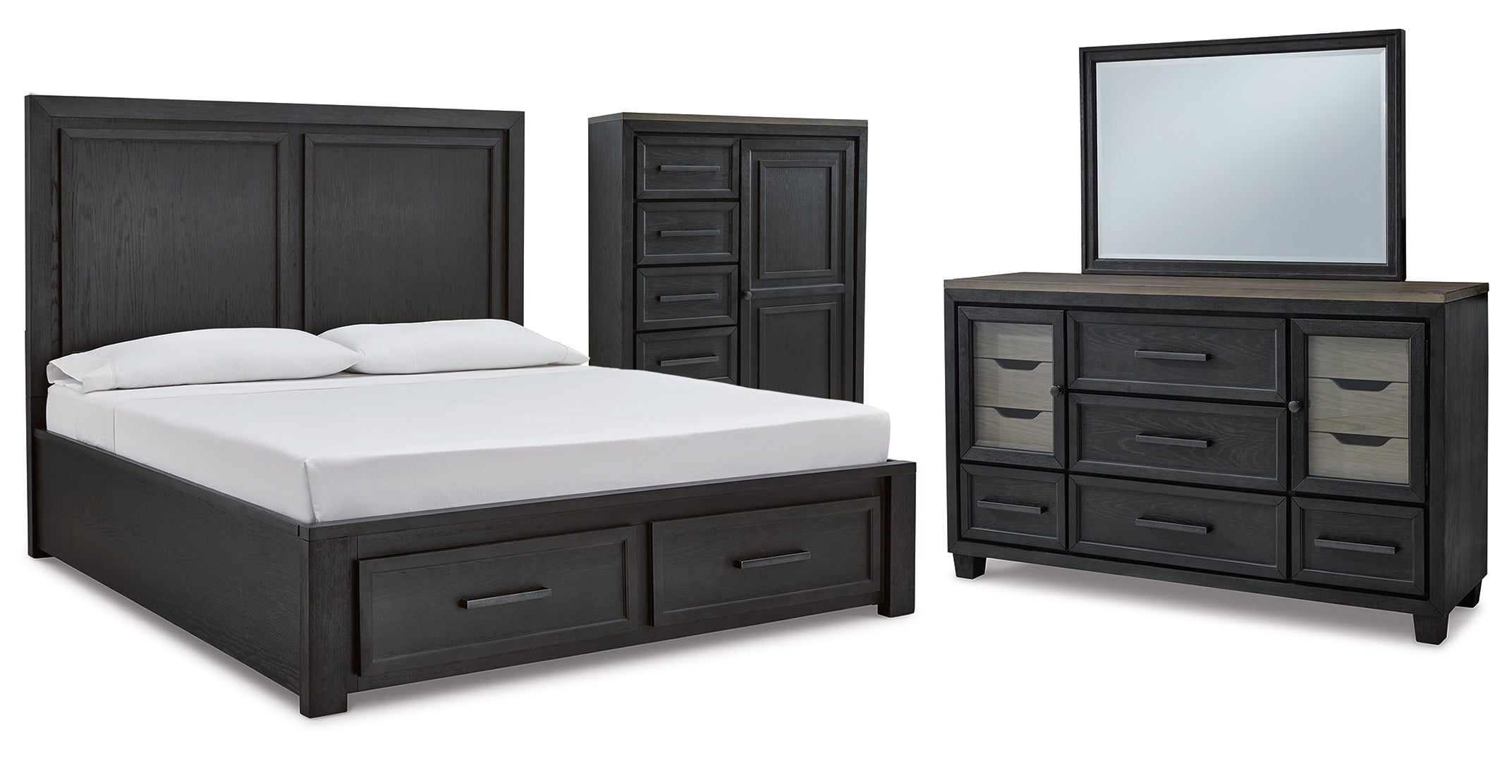 Foyland Grey Panel Storage Bedroom Set