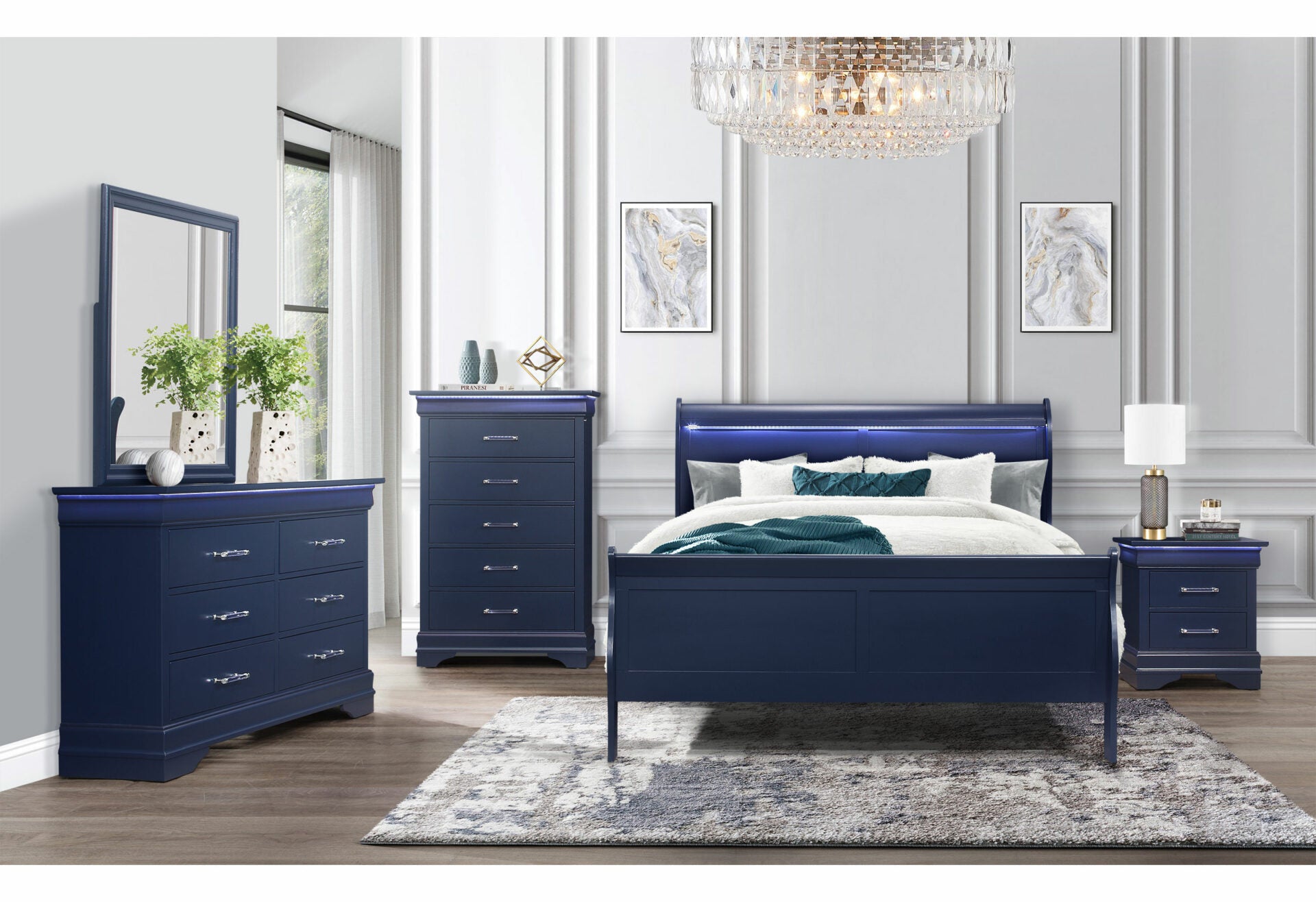 Charlie Blue Nightstand With Led