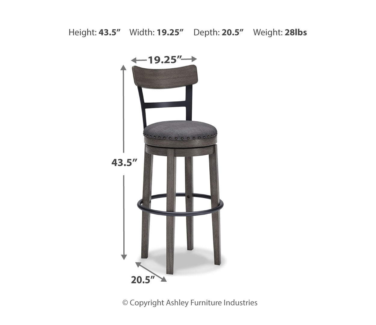 Caitbrook Tall UPH Swivel Barstool(1/CN)