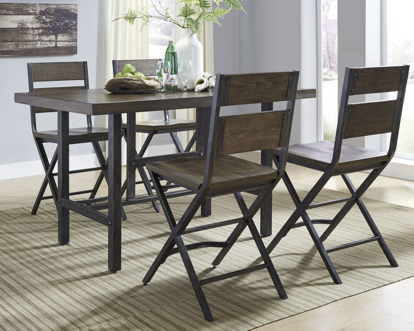 Kavara Counter Height Dining Table and 6 Barstools