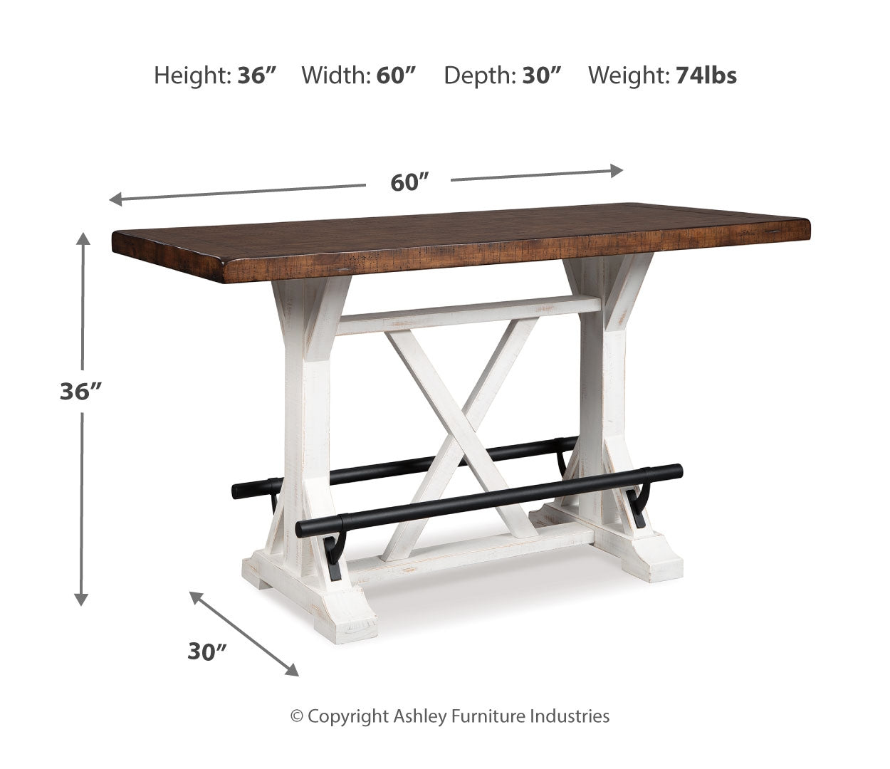 Valebeck Counter Height Dining Table and 2 Barstools