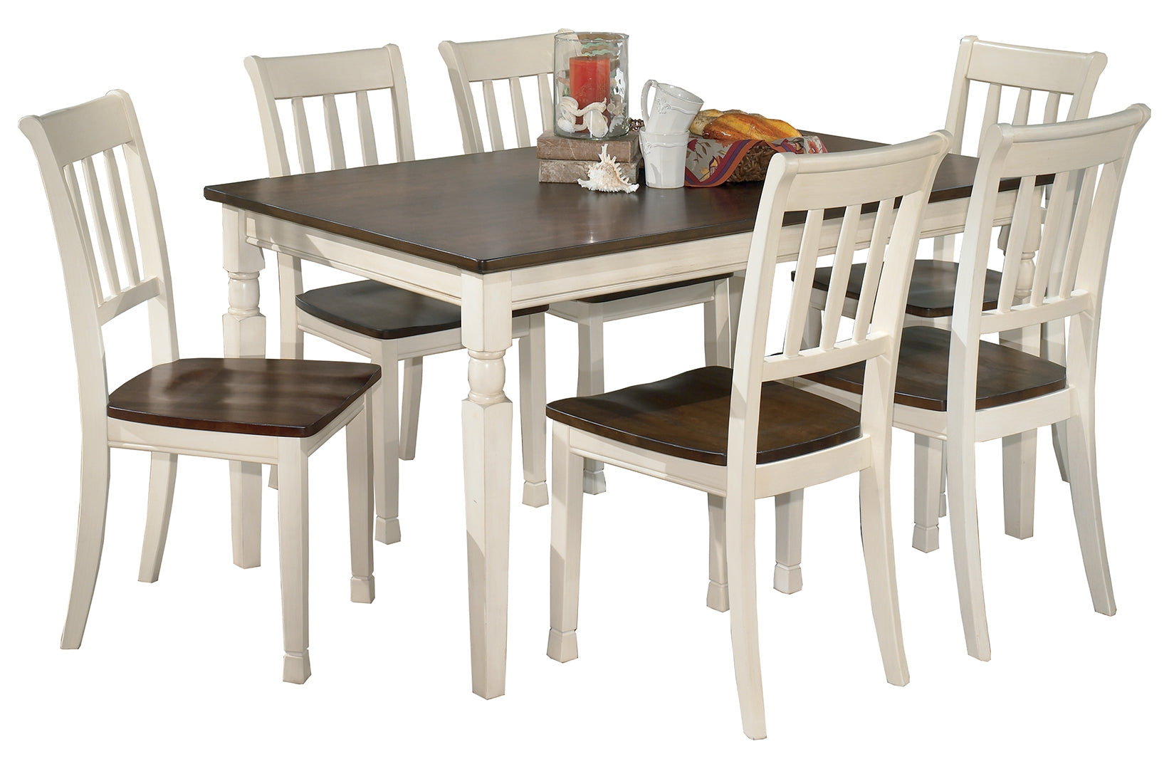 Whitesburg Dining Table and 4 Chairs and Bench with Storage