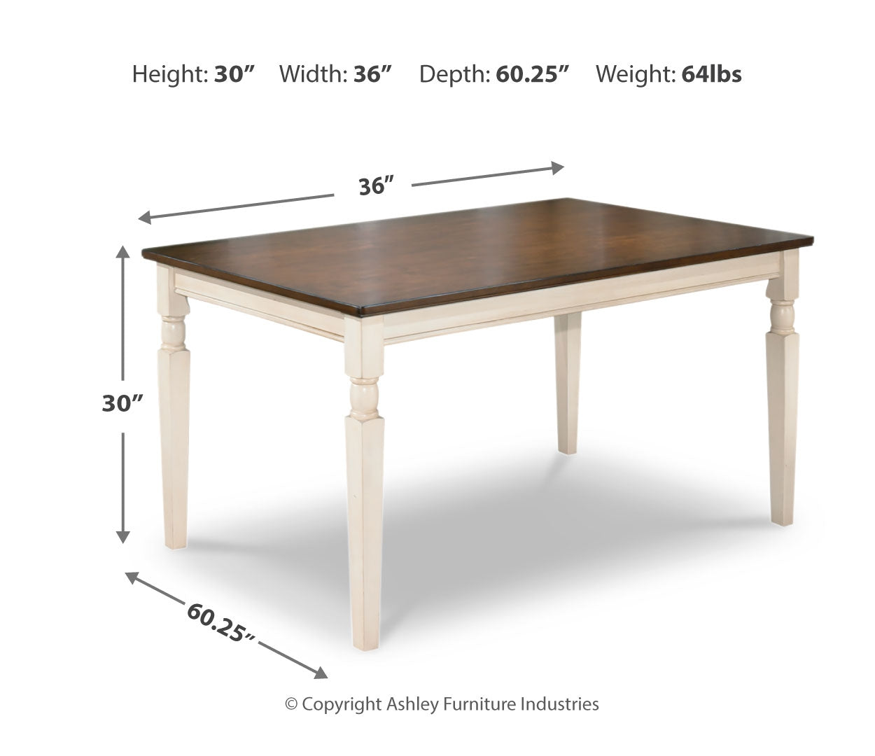 Whitesburg Dining Table and 4 Chairs and Bench with Storage