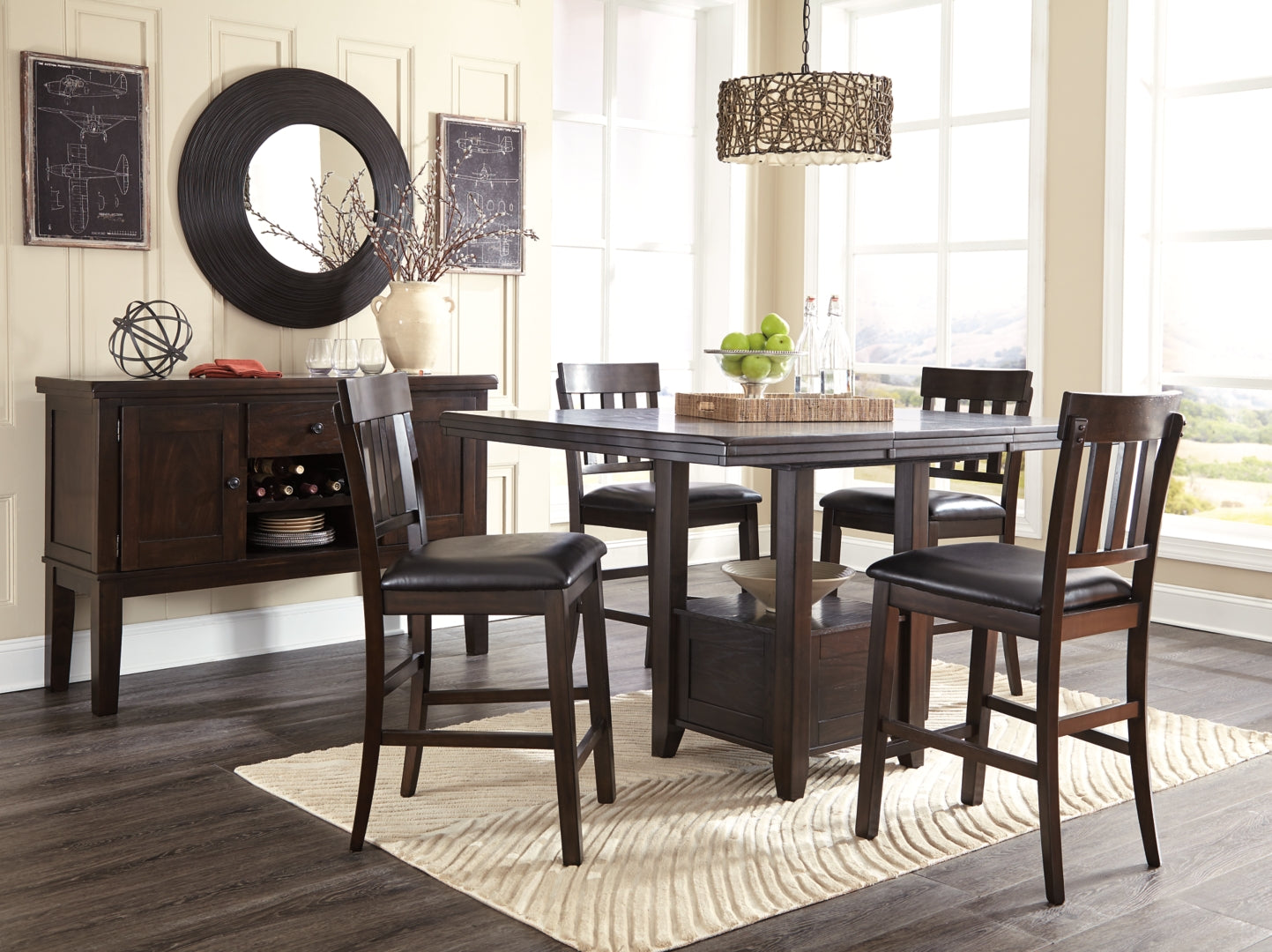 Haddigan Counter Height Dining Table and 4 Barstools