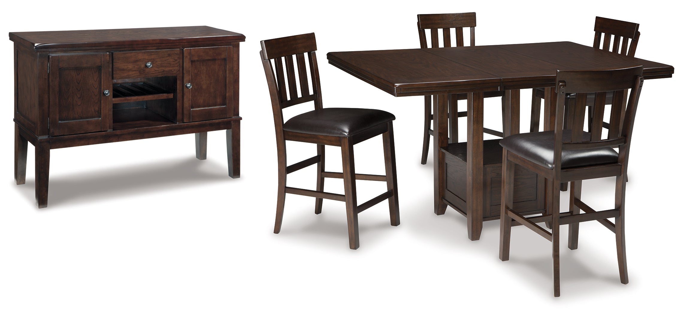 Haddigan Counter Height Dining Table and 4 Barstools with Storage