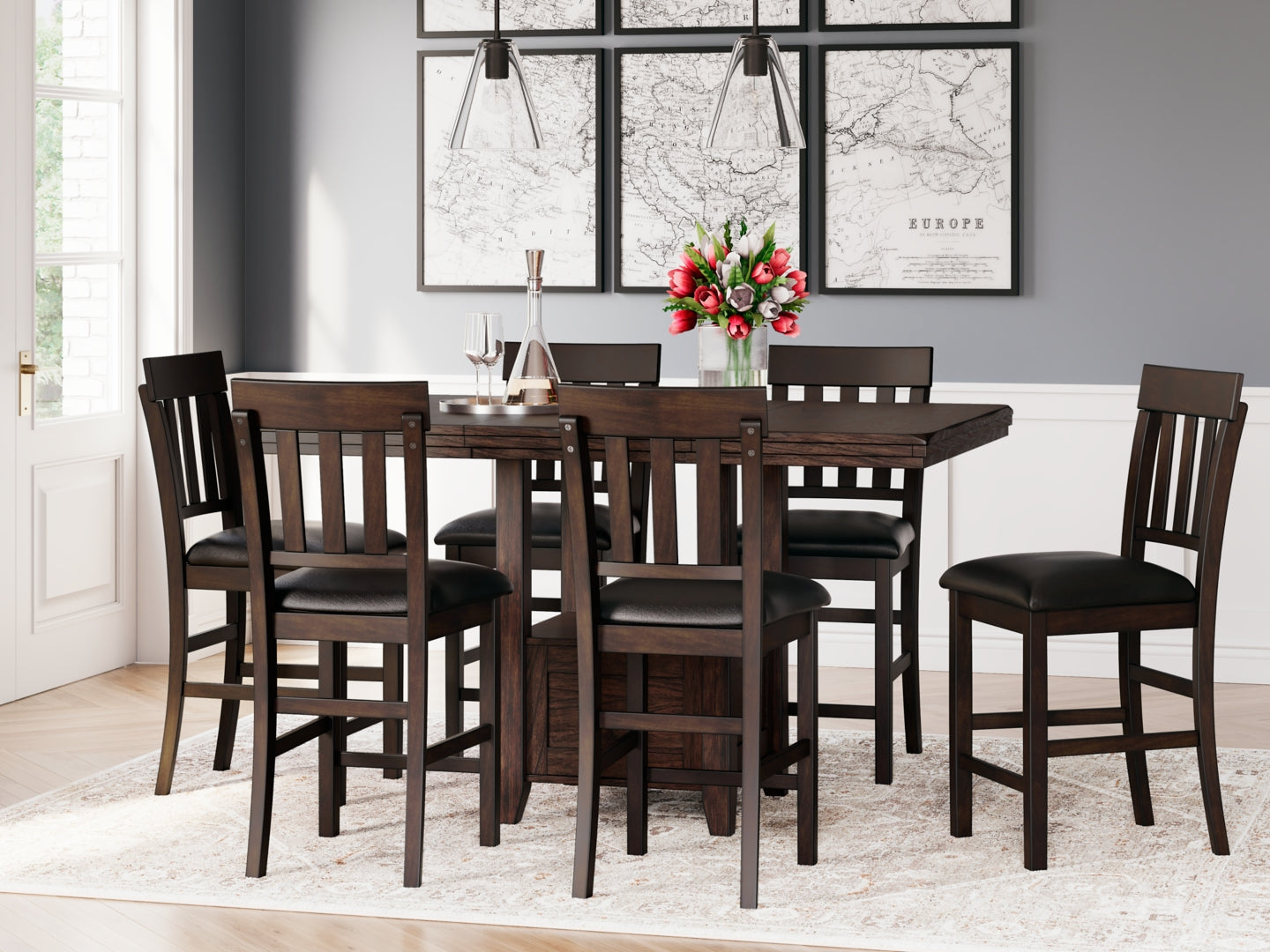 Haddigan Counter Height Dining Table and 4 Barstools