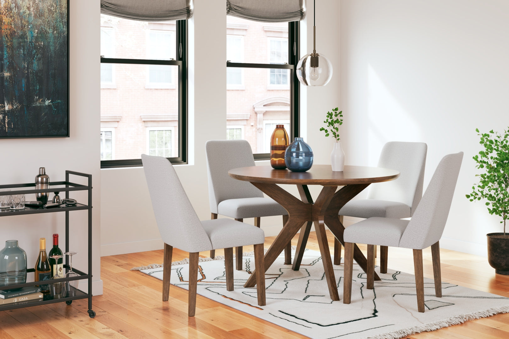 Lyncott Counter Height Dining Table and 4 Barstools