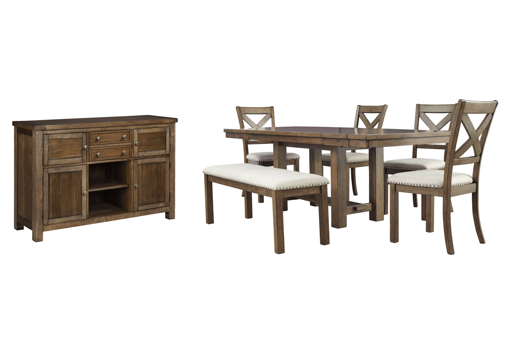 Moriville Counter Height Dining Table and 4 Barstools with Storage