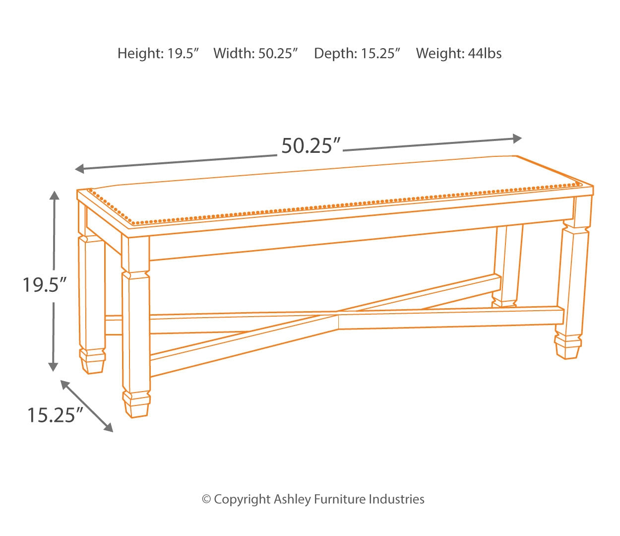 Bolanburg Large UPH Dining Room Bench