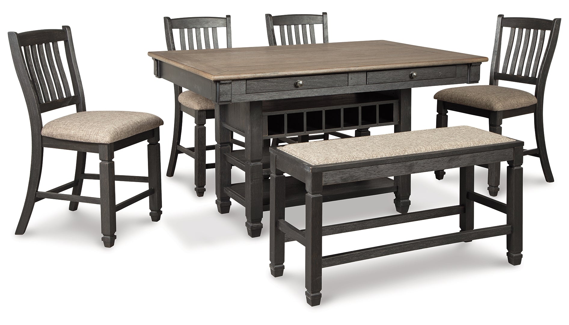 Tyler Creek Counter Height Dining Table and 4 Barstools and Bench