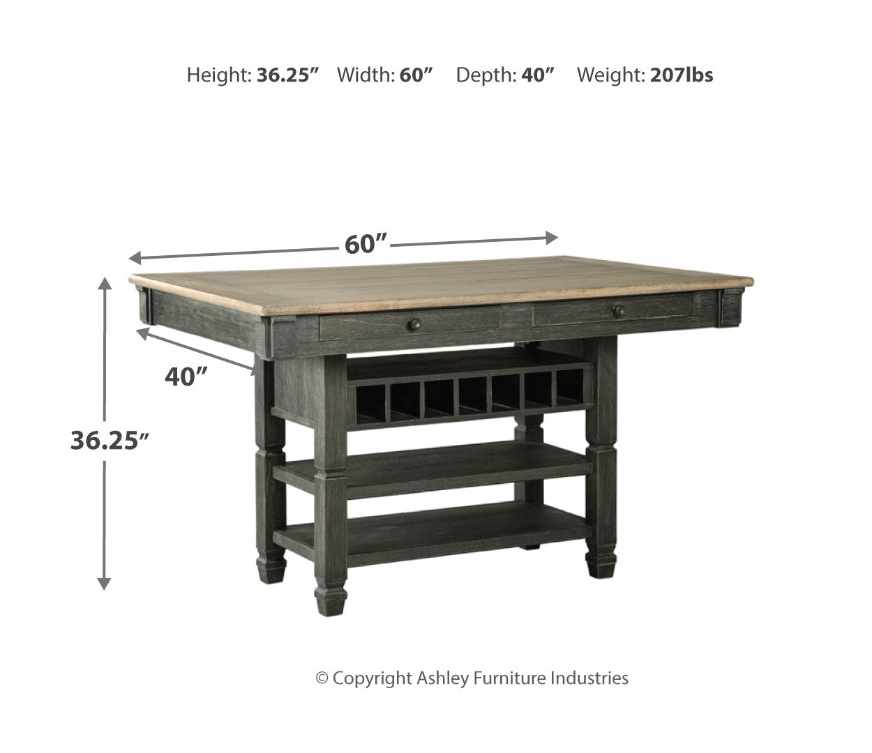 Tyler Creek Counter Height Dining Table and 6 Barstools