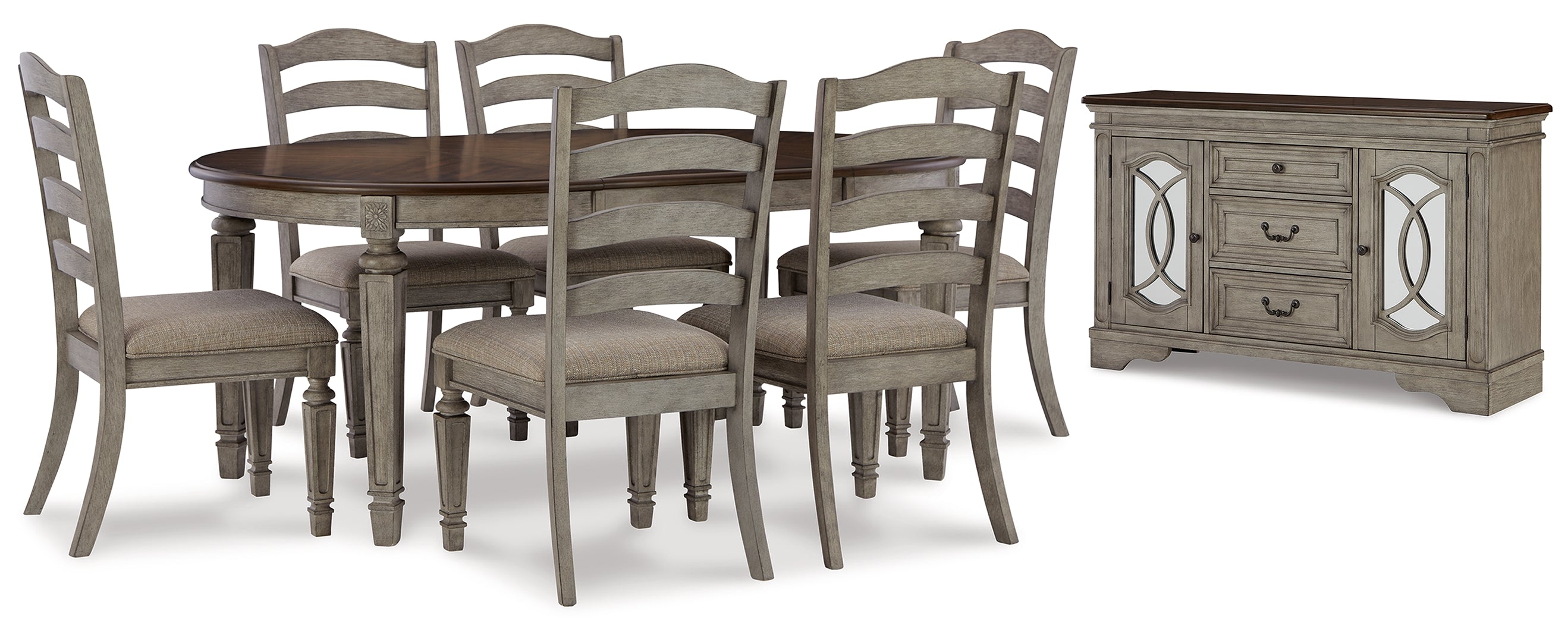 Lodenbay Dining Table and 6 Chairs with Storage