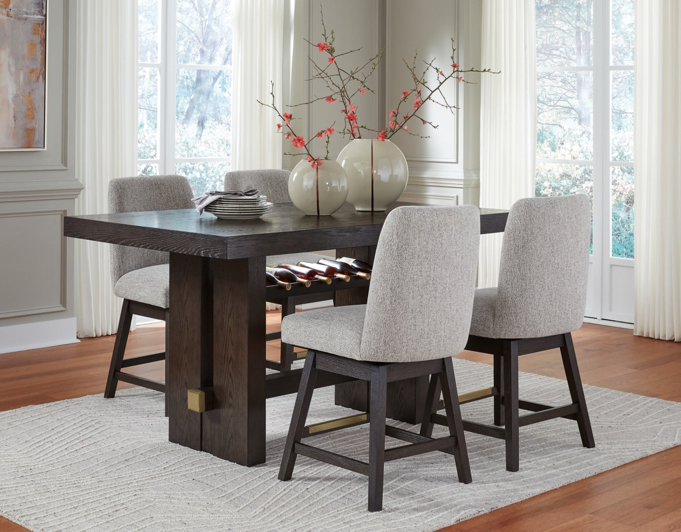 Burkhaus Counter Height Dining Table and 4 Barstools with Storage