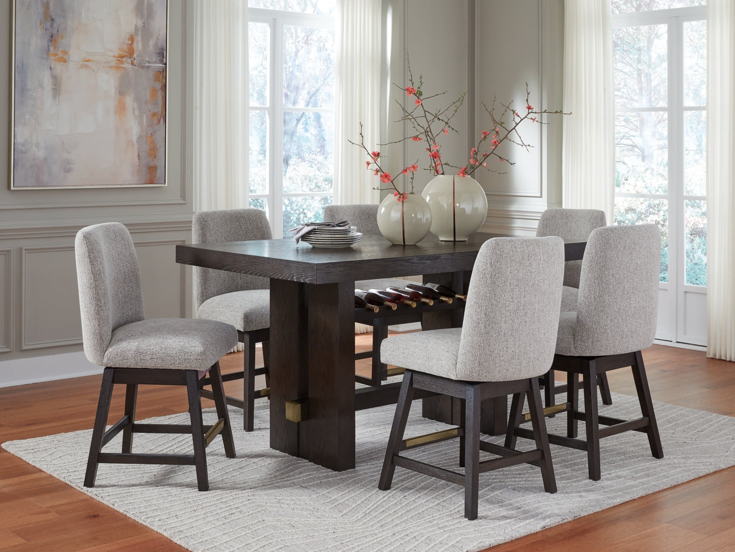 Burkhaus Counter Height Dining Table and 4 Barstools with Storage