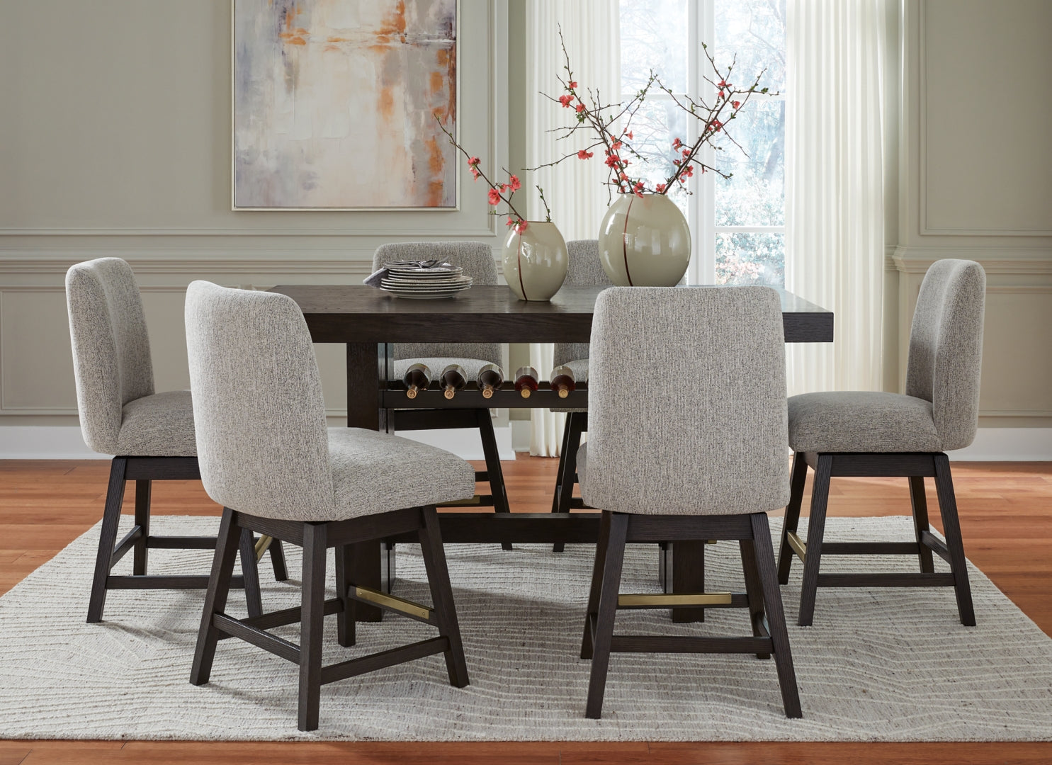 Burkhaus Counter Height Dining Table and 4 Barstools with Storage