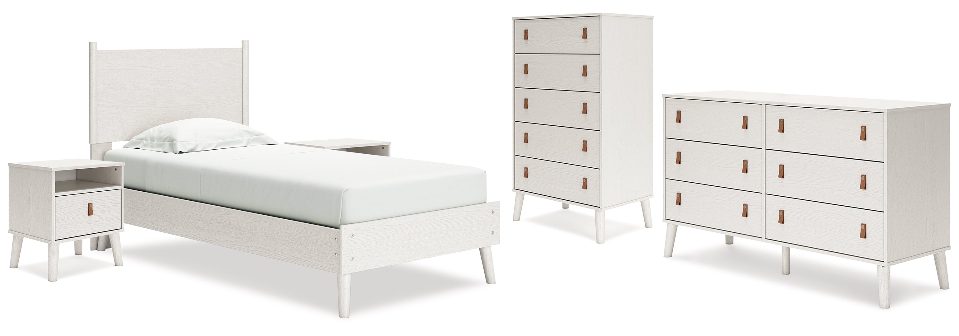 Aprilyn Twin Panel Bed with Dresser, Chest and 2 Nightstands