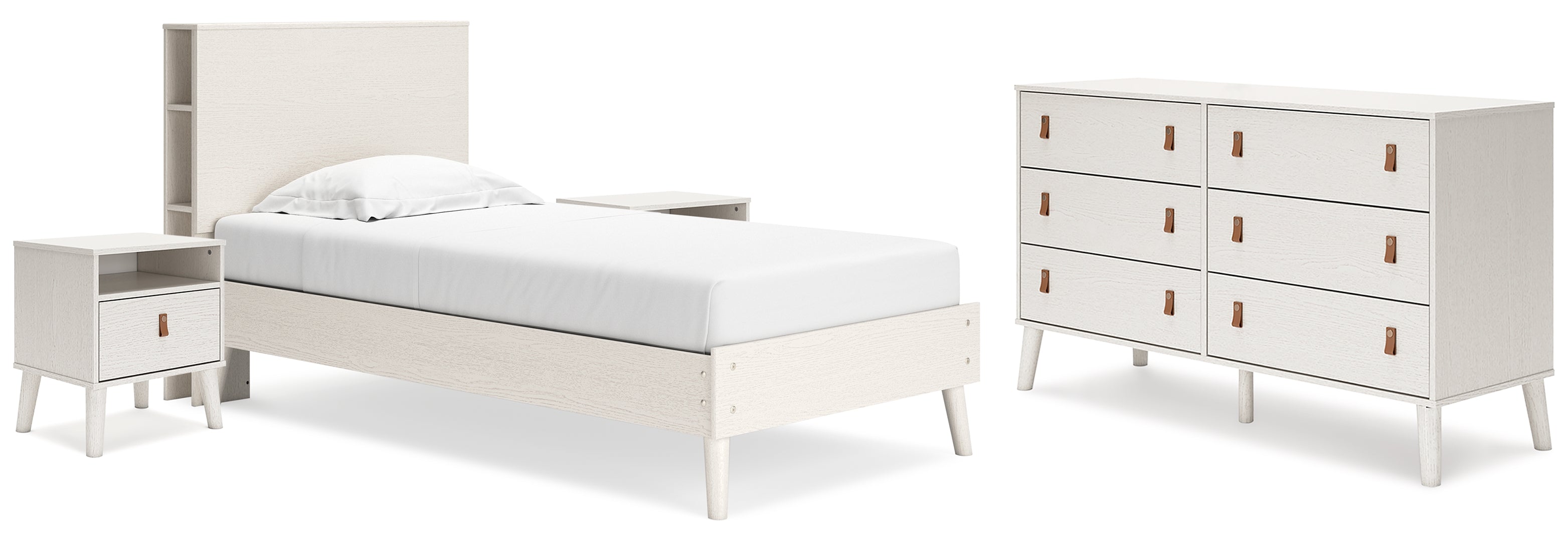 Aprilyn Twin Bookcase Bed with Dresser and 2 Nightstands