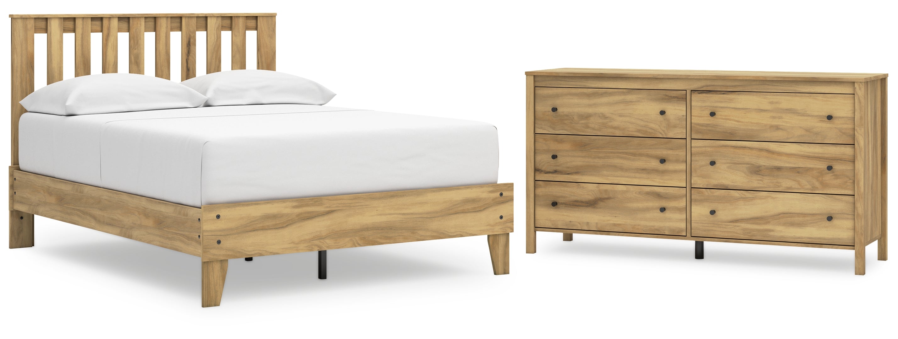 Bermacy Full Platform Panel Bed with Dresser