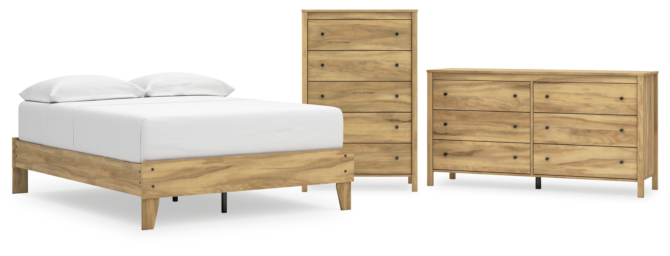 Bermacy Full Platform Bed with Dresser and Chest