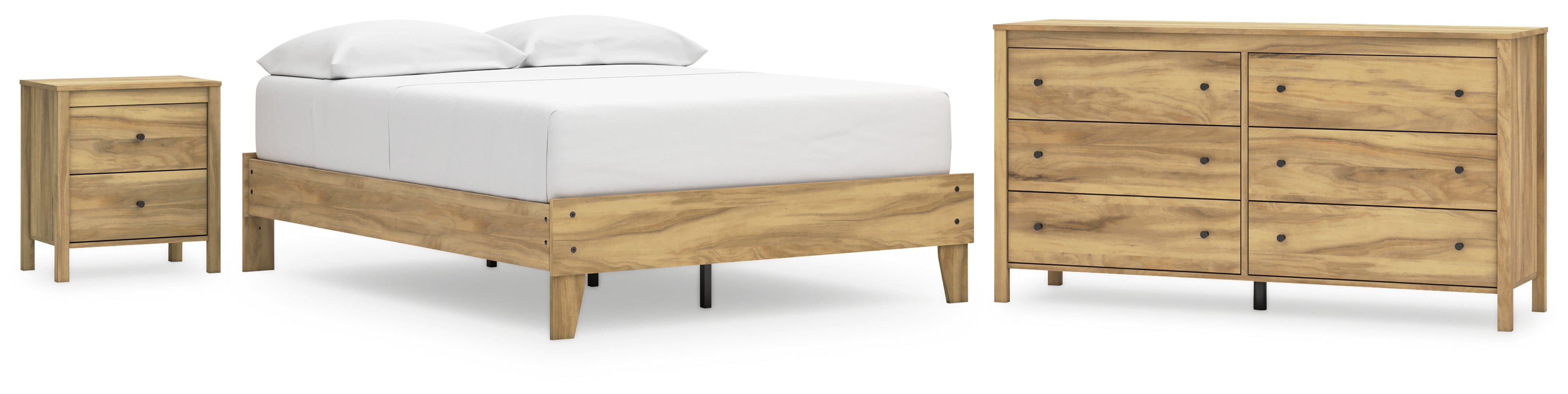 Bermacy Full Platform Bed with Dresser and Nightstand