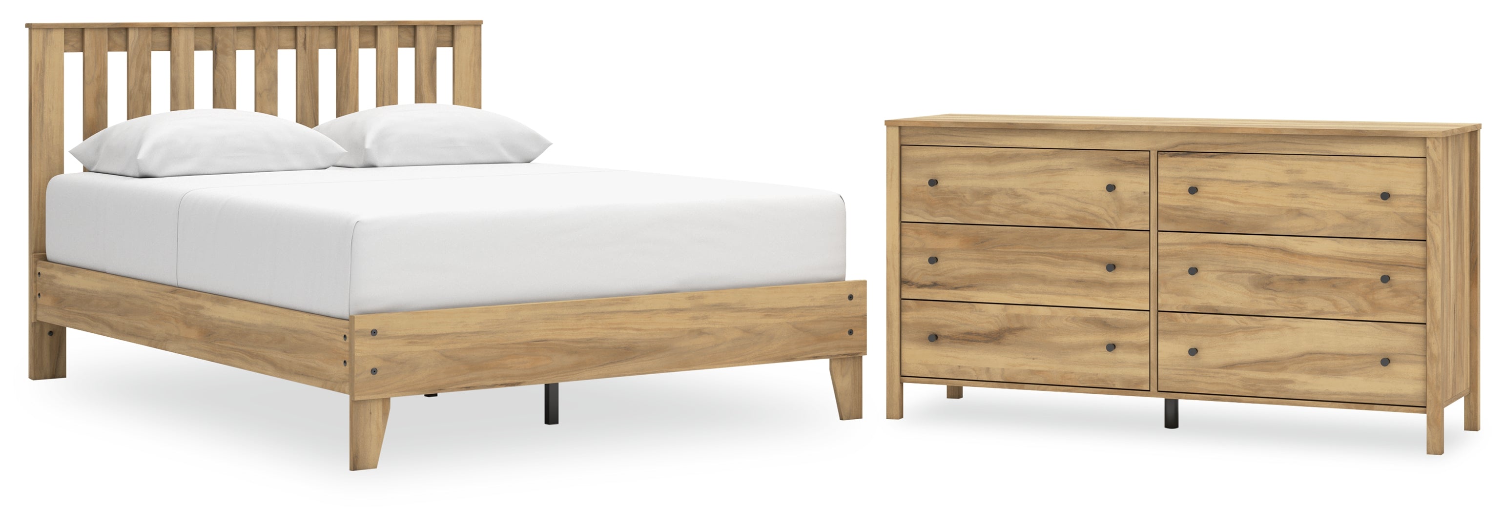 Bermacy Queen Platform Panel Bed with Dresser