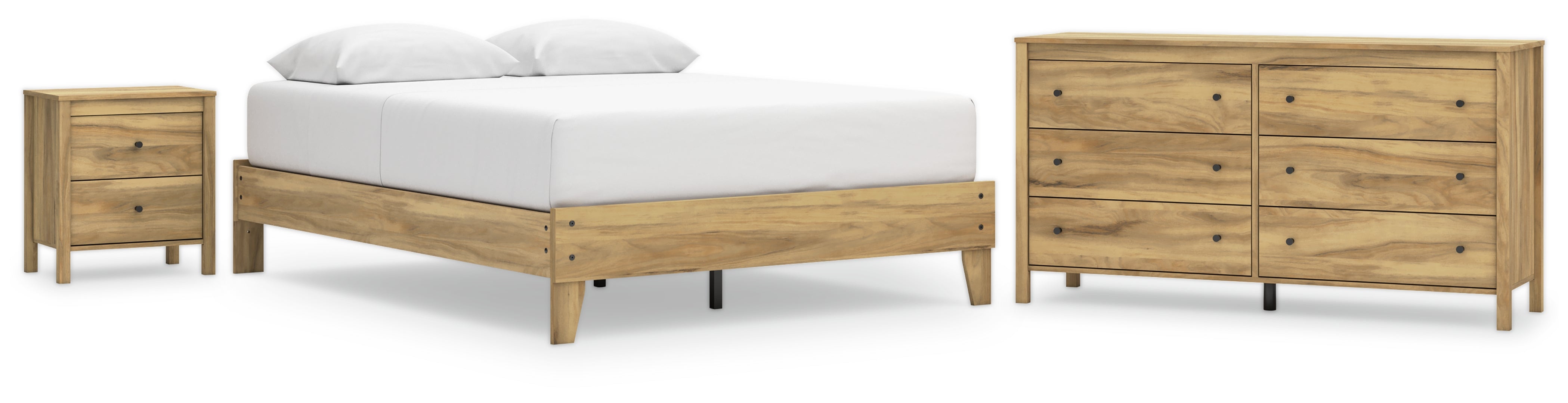 Bermacy Queen Platform Bed with Dresser and Nightstand