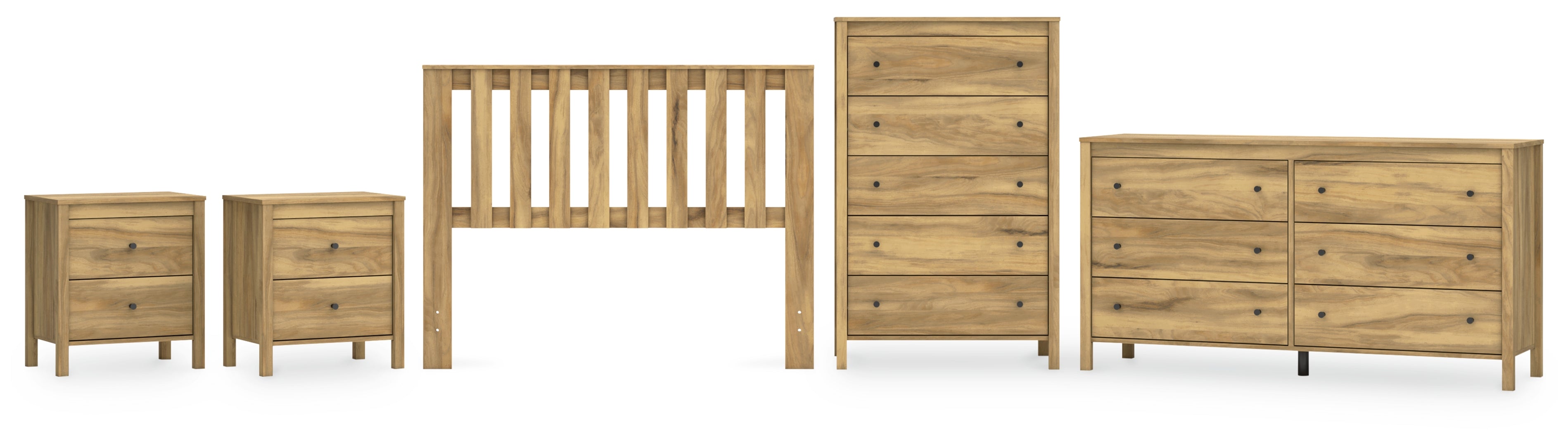 Bermacy Full Panel Headboard with Dresser, Chest and 2 Nightstands