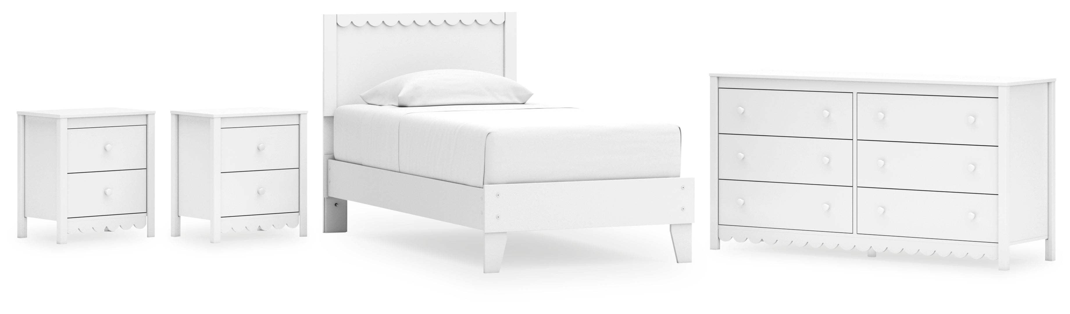 Hallityn Twin Panel Platform Bed with Dresser and 2 Nightstands