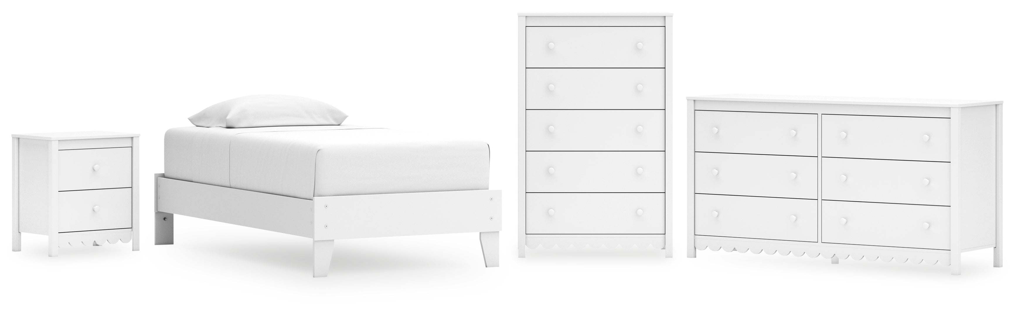 Hallityn Twin Platform Bed with Dresser, Chest and Nightstand