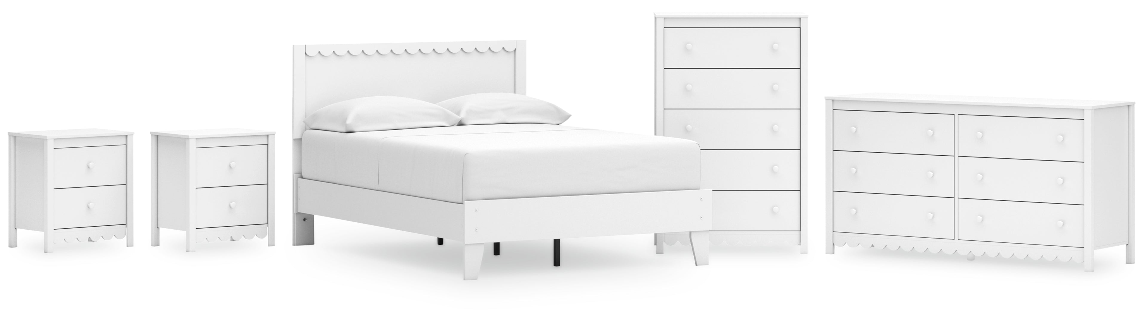 Hallityn Full Panel Platform Bed with Dresser, Chest and 2 Nightstands