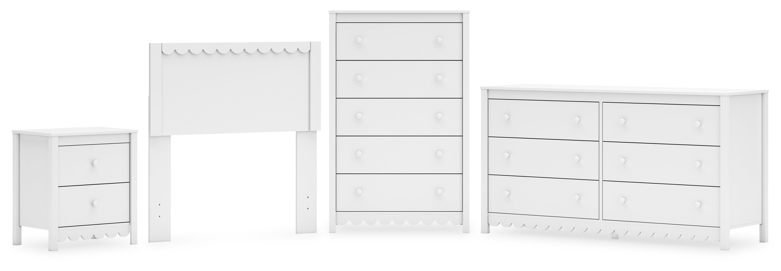 Hallityn Twin Panel Headboard with Dresser, Chest and Nightstand