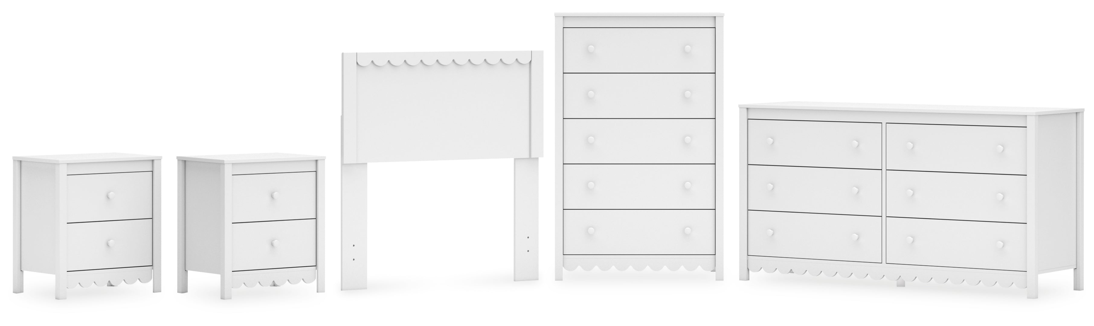 Hallityn Twin Panel Headboard with Dresser, Chest and 2 Nightstands