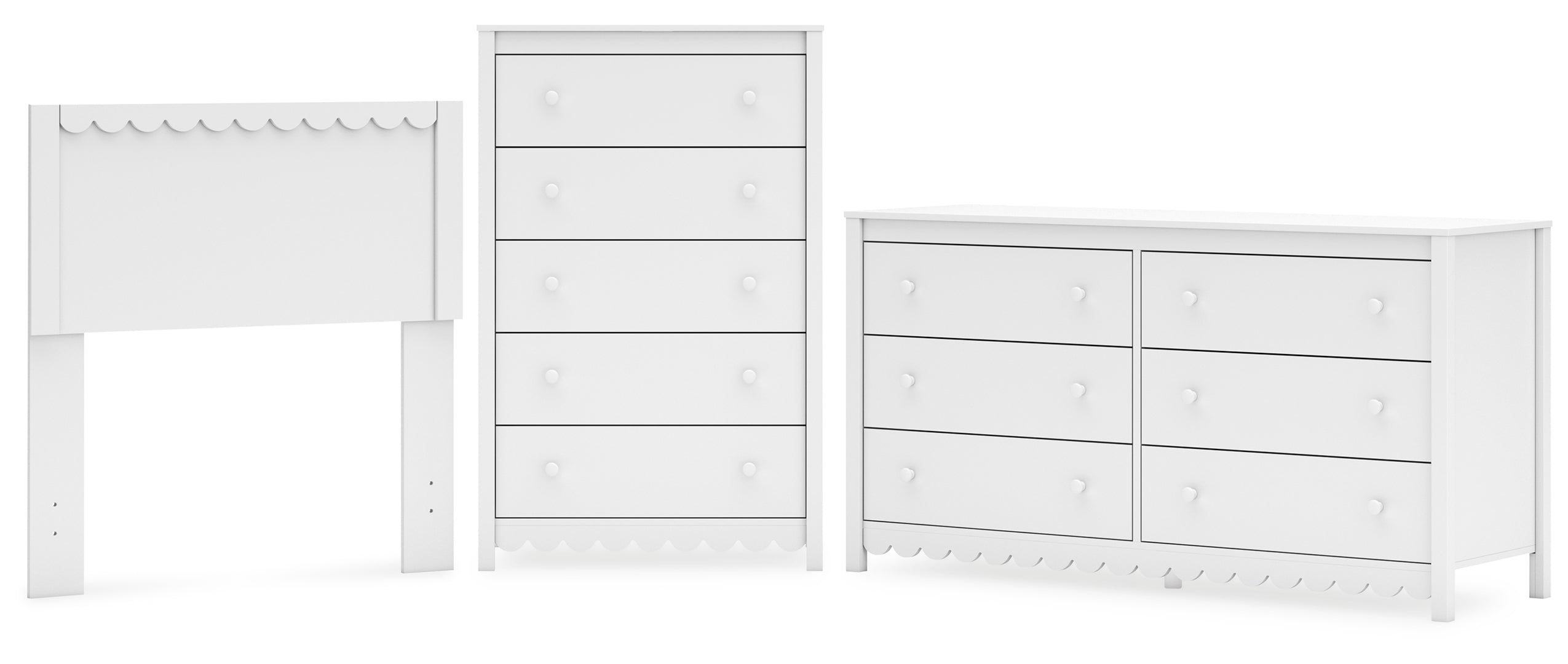 Hallityn Twin Panel Headboard with Dresser and Chest