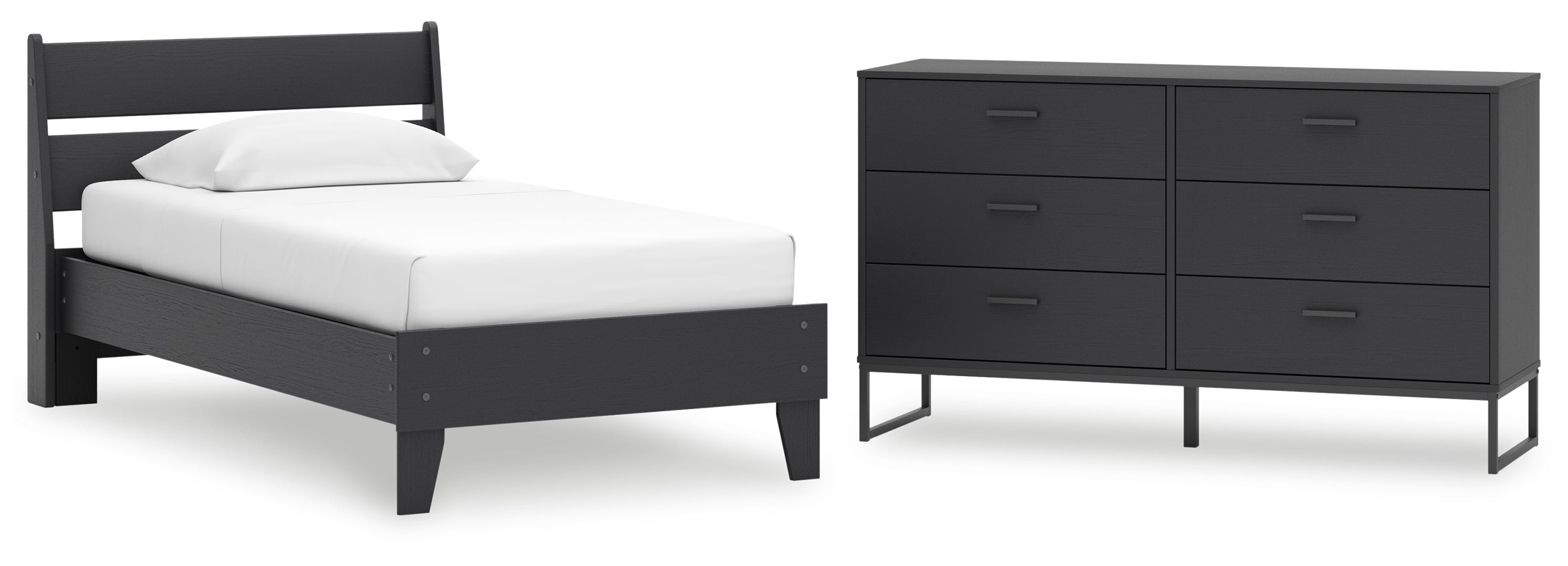 Socalle Twin Panel Platform Bed with Dresser Grey