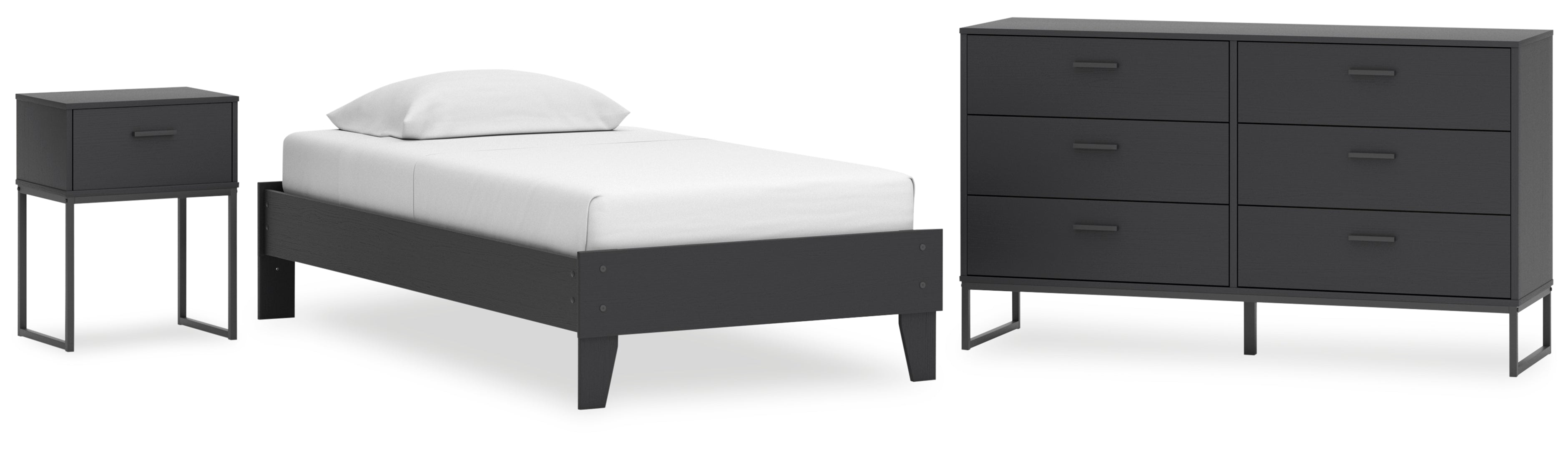 Socalle Twin Platform Bed with Dresser and Nightstand Grey