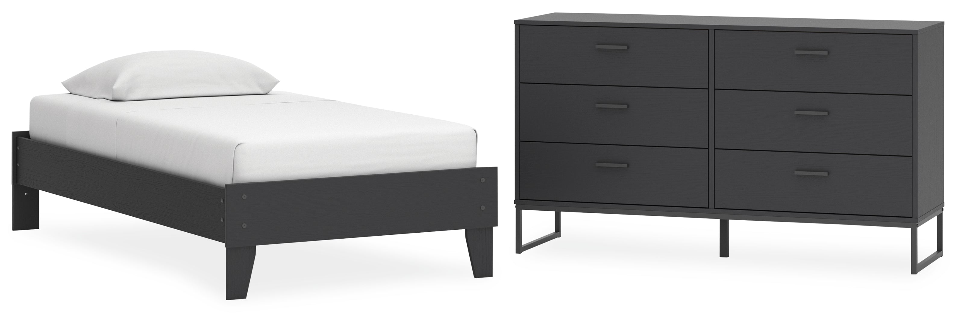 Socalle Twin Platform Bed with Dresser Grey