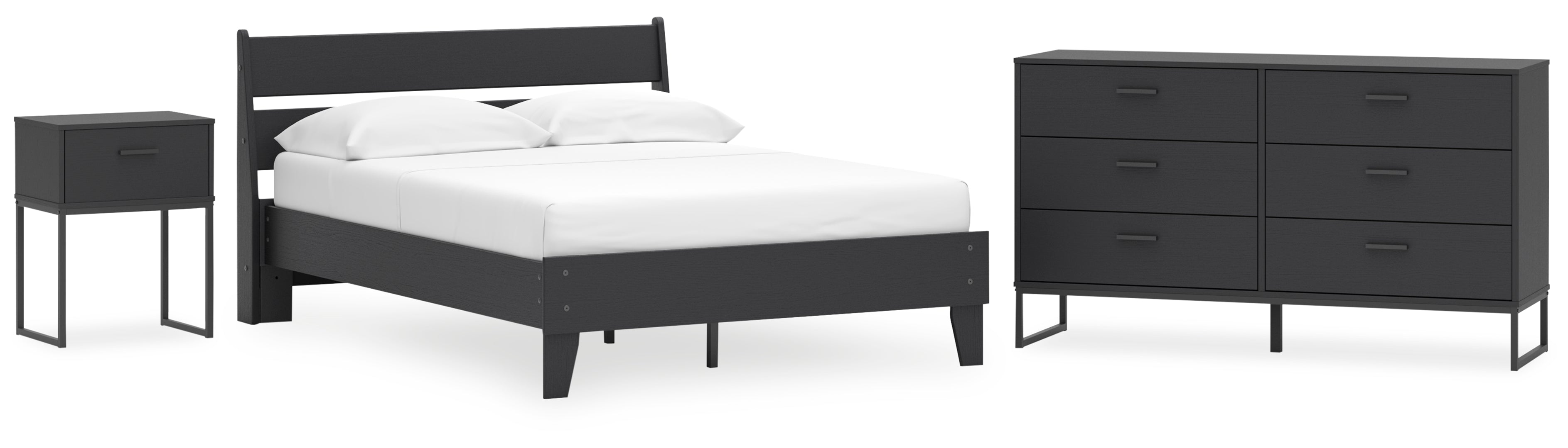 Socalle Full Panel Platform Bed with Dresser and Nightstand Grey