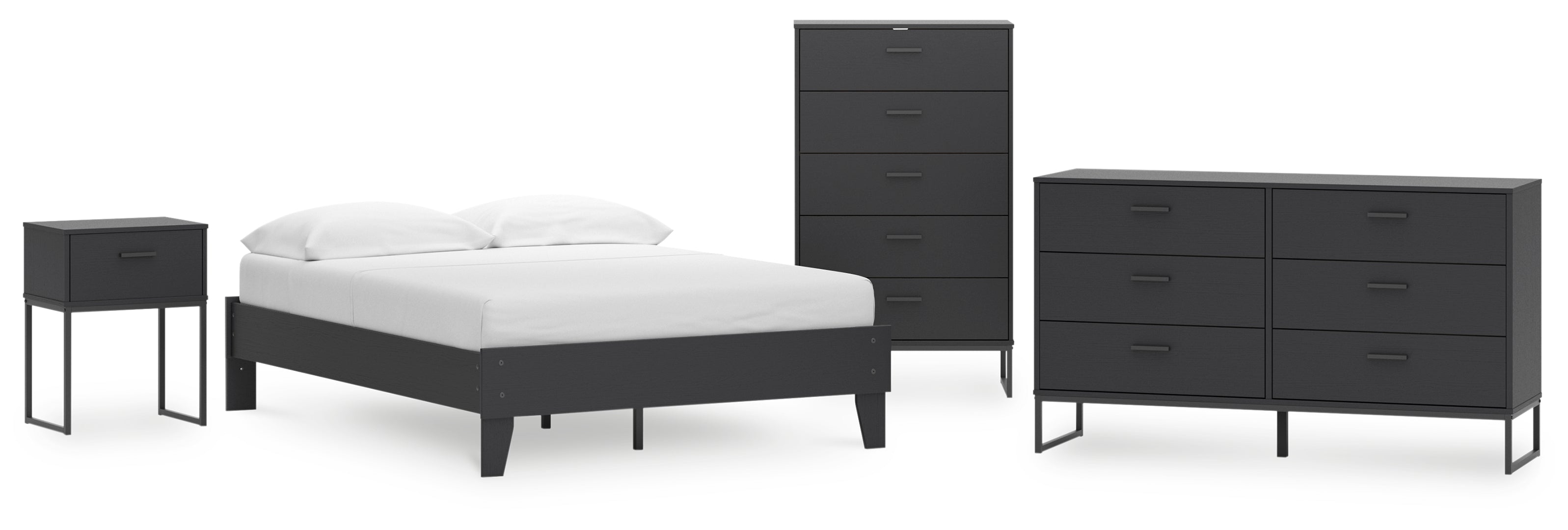 Socalle Full Platform Bed with Dresser and Nightstand I