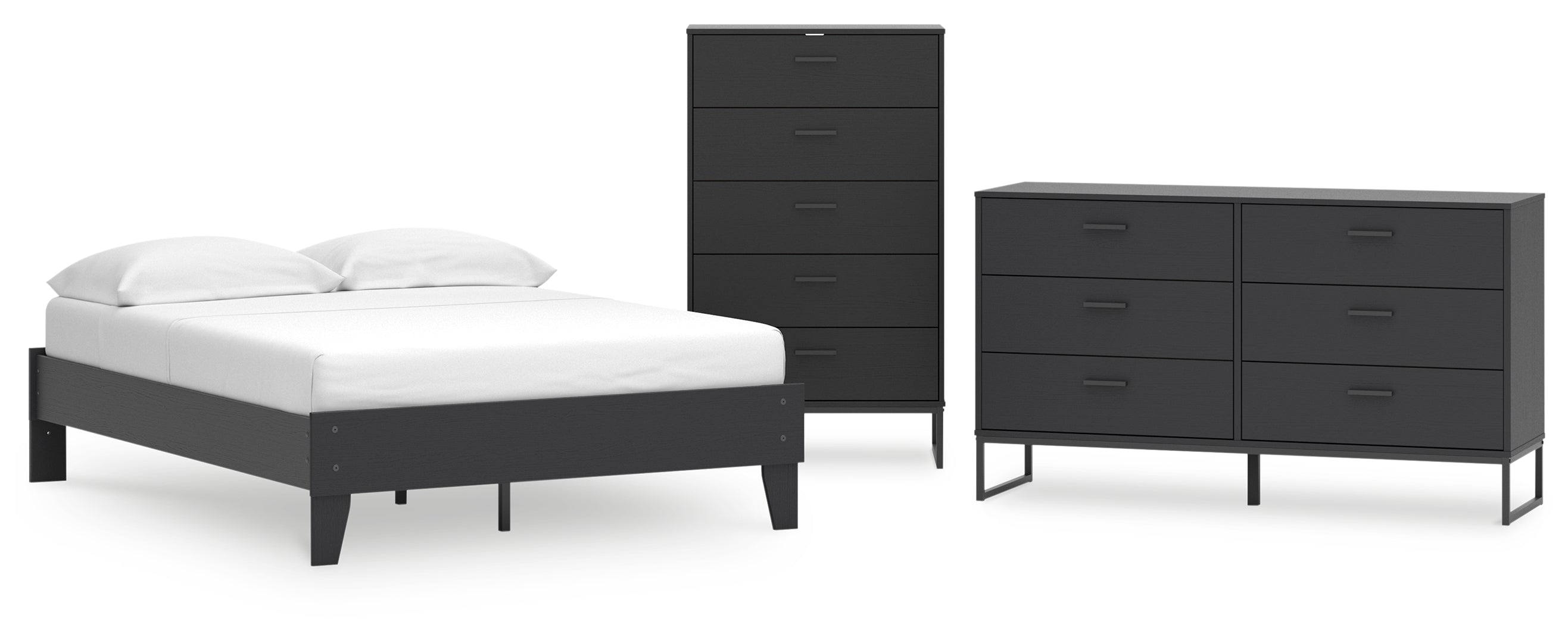 Socalle Full Platform Bed with Dresser and Chest Grey