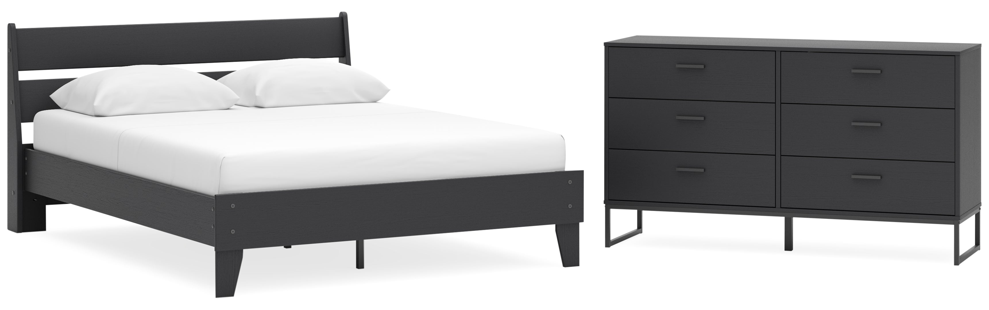 Socalle Queen Panel Platform Bed with Dresser Grey