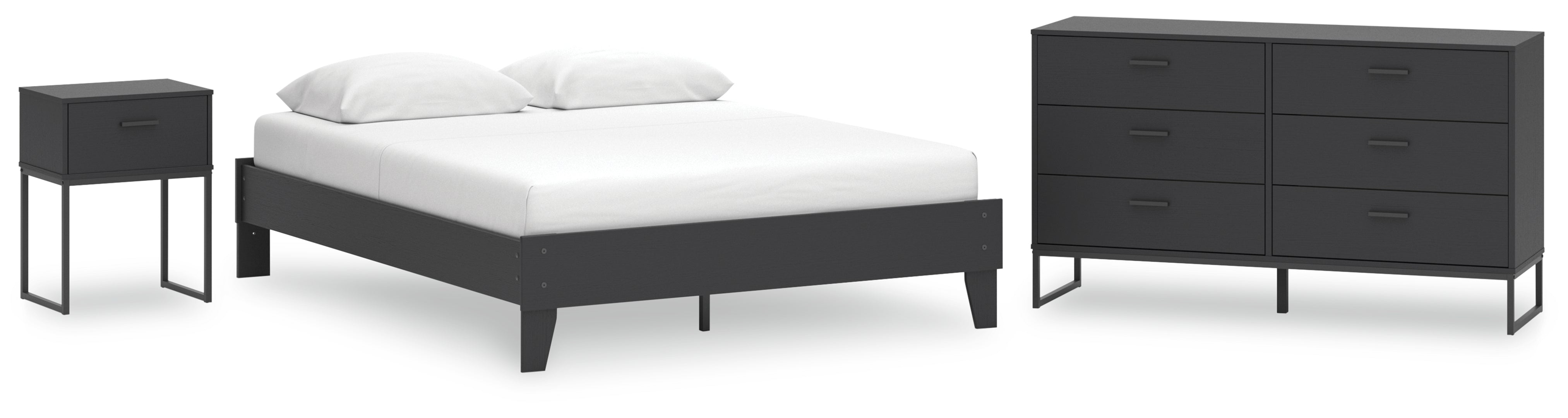 Socalle Queen Platform Bed with Dresser and Nightstand Grey