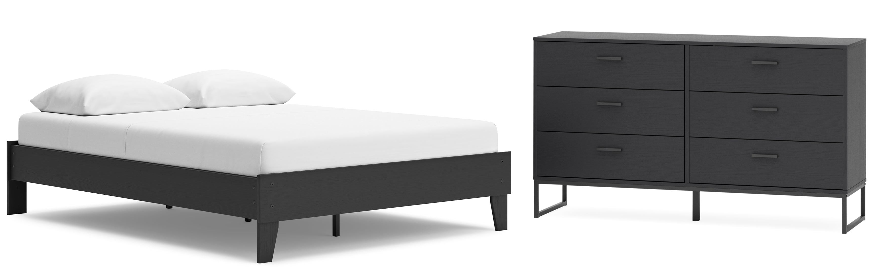 Socalle Queen Platform Bed with Dresser Grey