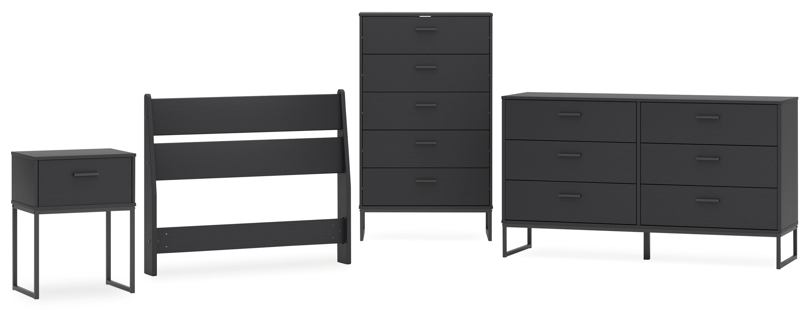 Socalle Twin Panel Headboard with Dresser, Chest and Nightstand Grey I