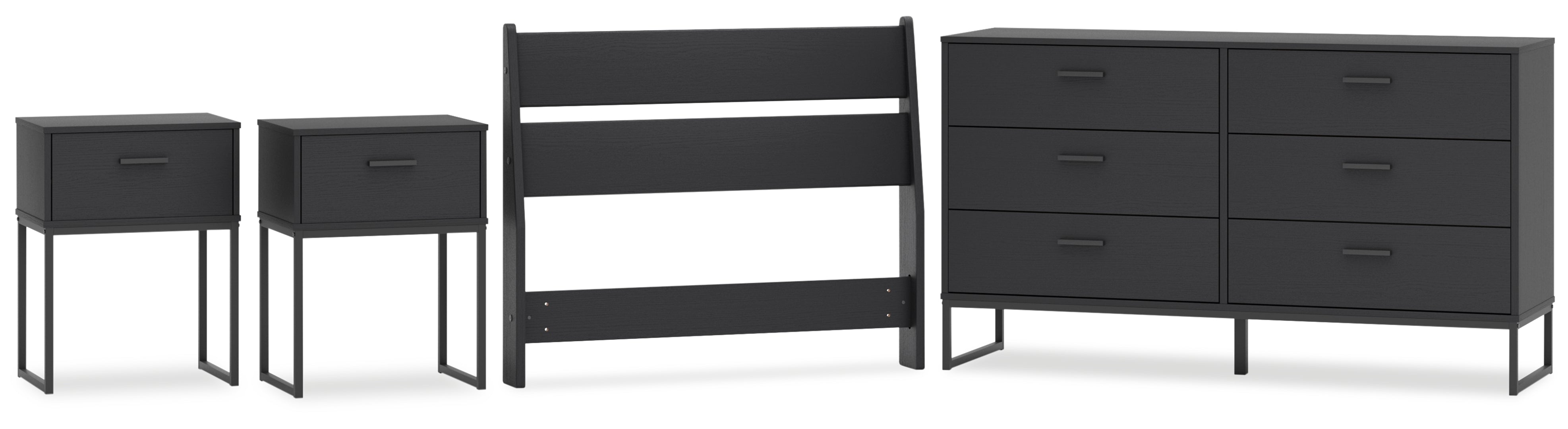 Socalle Twin Panel Headboard with Dresser and 2 Nightstands Grey