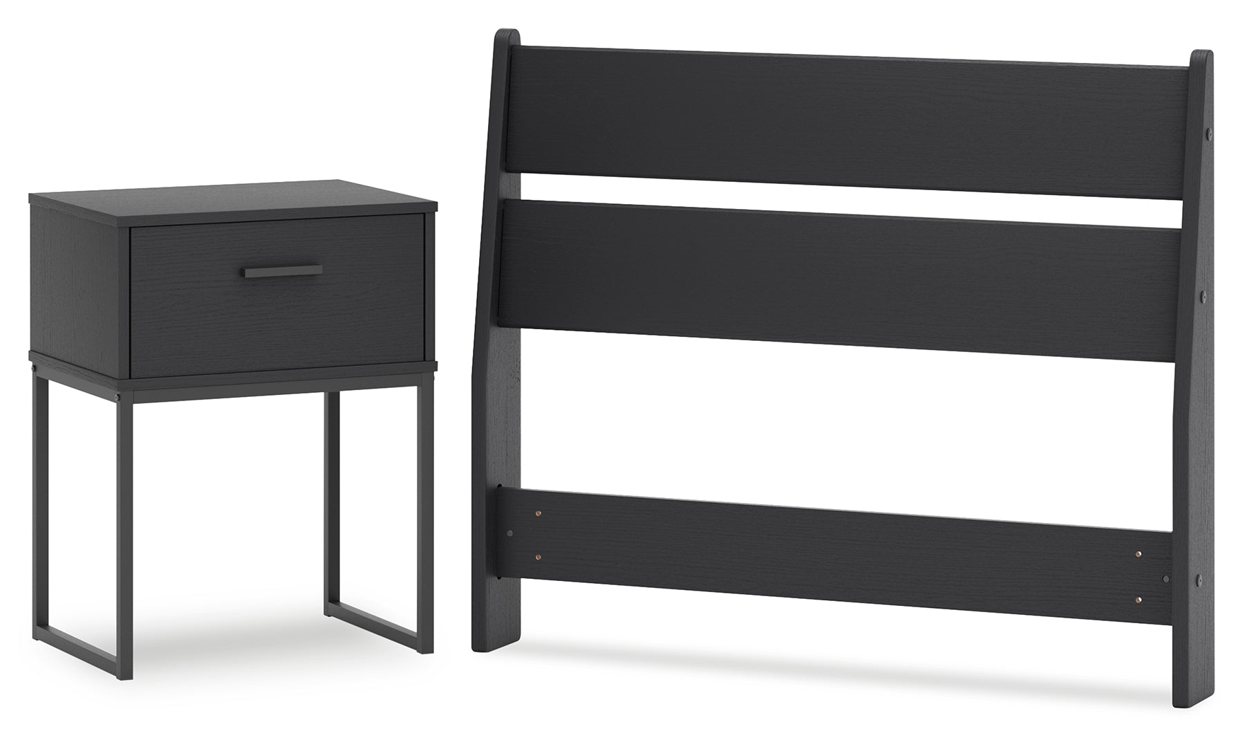 Socalle Twin Panel Headboard with Nightstand Grey